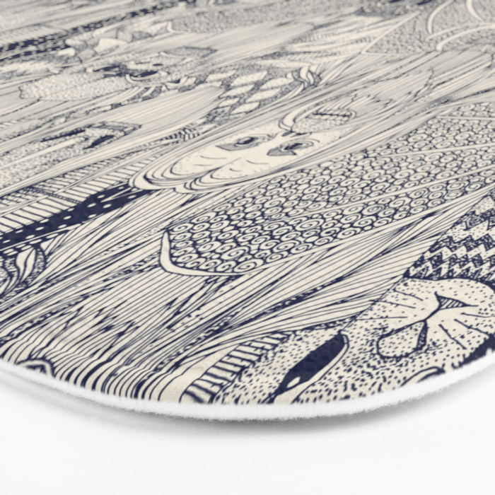 cryptid crowd blue off white Bath Mat Gallery Image 3