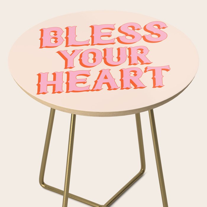 Southern Snark: Bless your heart (bright pink and orange) Side Table Gallery Image 2