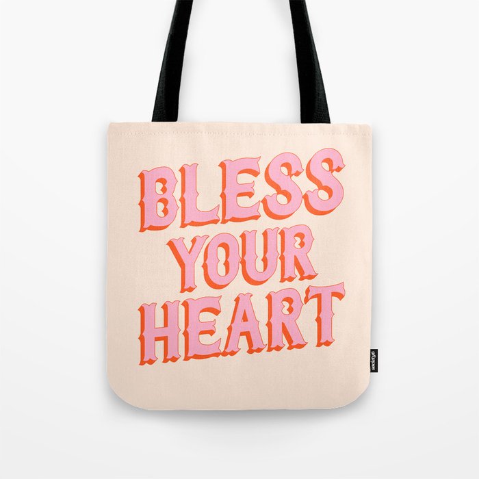 Southern Snark: Bless your heart (bright pink and orange) Tote Bag Gallery Image 1