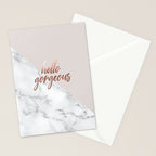 Hello Gorgeous, Rose Gold, Pink, Marble Stationery Card Gallery Image 2