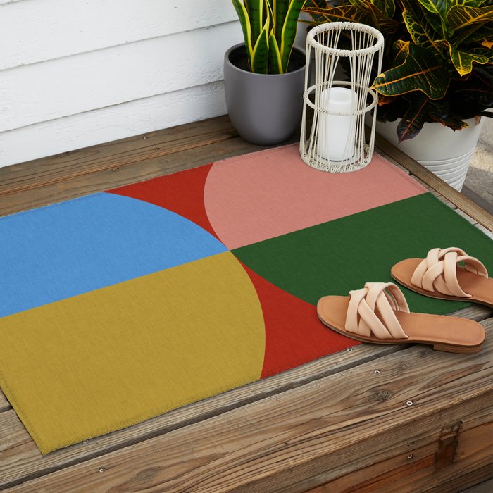 abstract retro vivid fall 3 Outdoor Rug Gallery Image 2