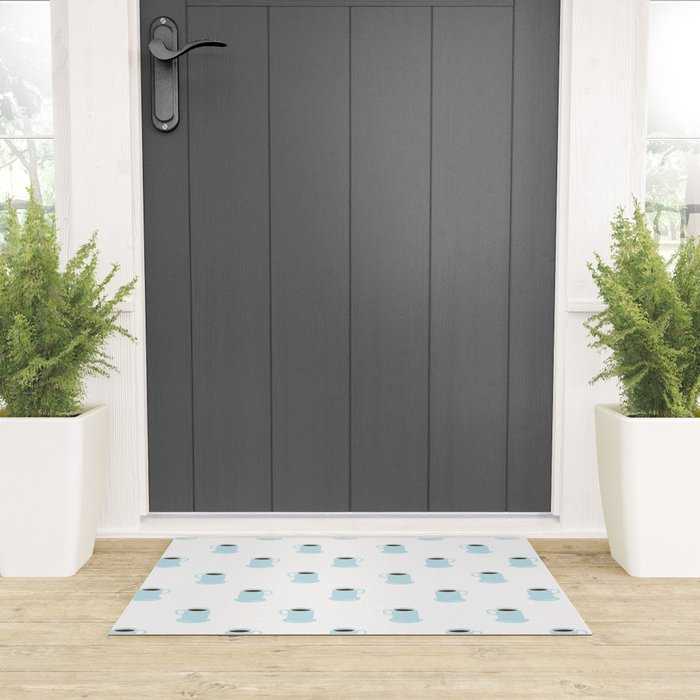 Retro coffee cup cartoon pattern Welcome Mat Gallery Image 3