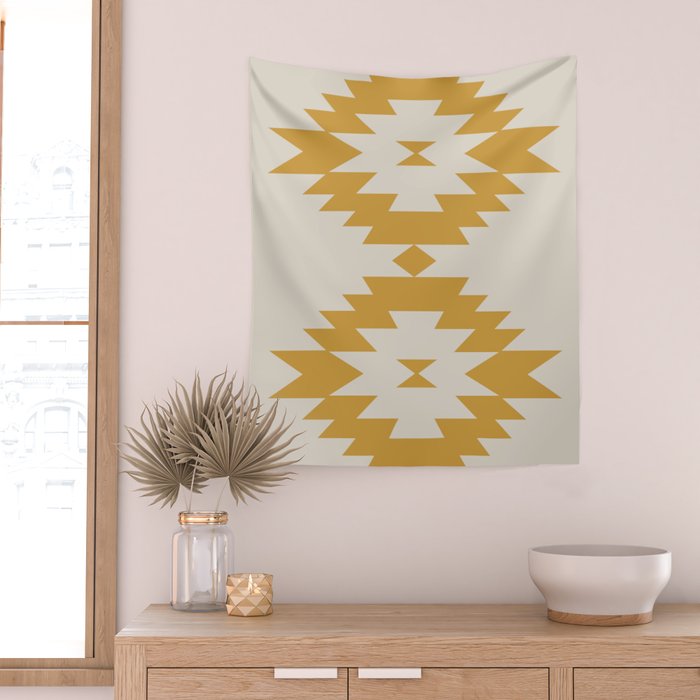 Southwestern Minimalism - Golden Yellow Neutral Beige Wall Tapestry Gallery Image 2