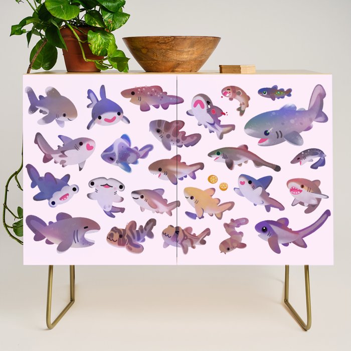 Shark day2 - bright Credenza Gallery Image 1