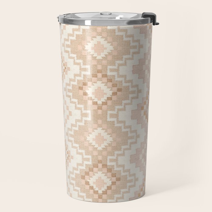 Southern Western Boho Geo  Americana Rug  ivory soft pink Travel Mug Gallery Image 2