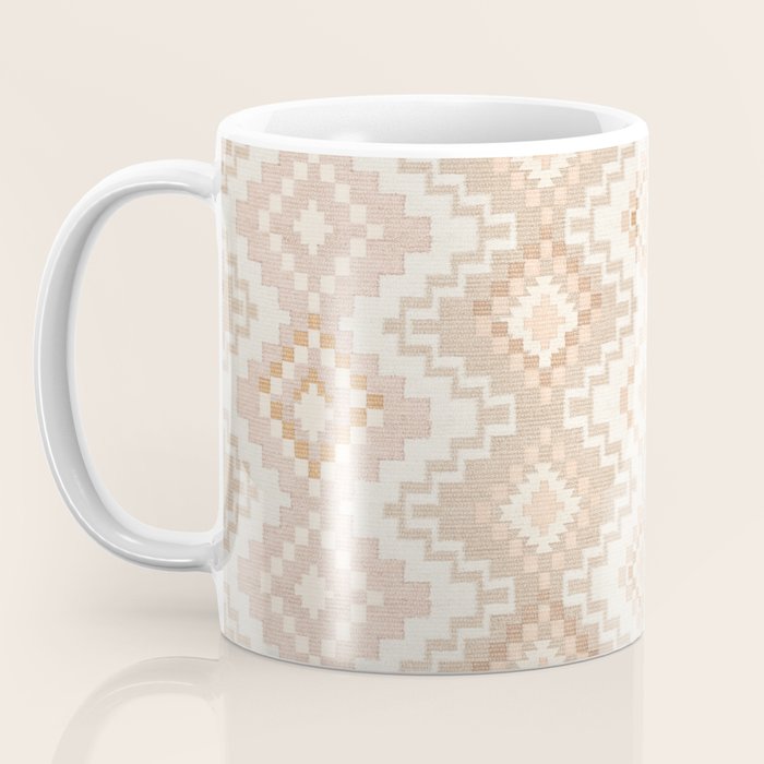 Southern Western Boho Geo  Americana Rug  ivory soft pink Coffee Mug Gallery Image 3