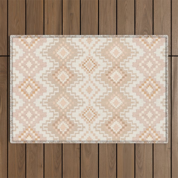 Southern Western Boho Geo  Americana Rug  ivory soft pink Outdoor Rug Gallery Image 1