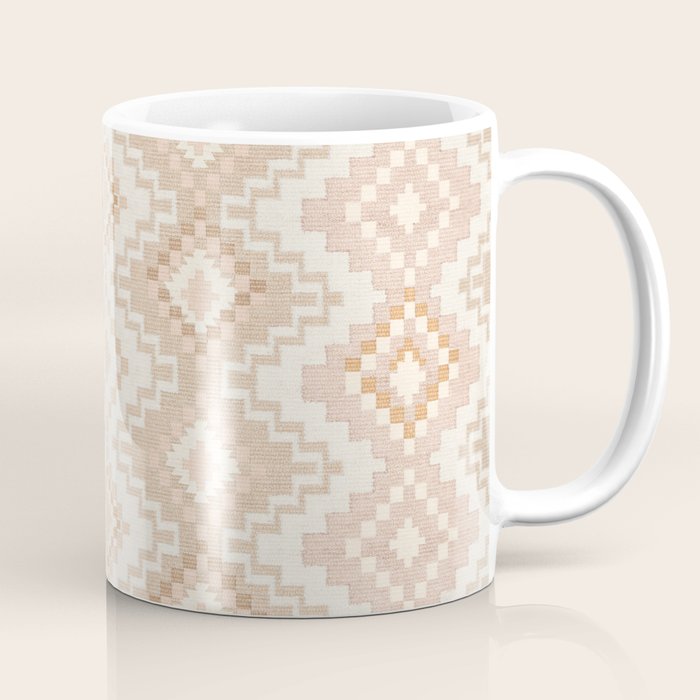 Southern Western Boho Geo  Americana Rug  ivory soft pink Coffee Mug Gallery Image 1