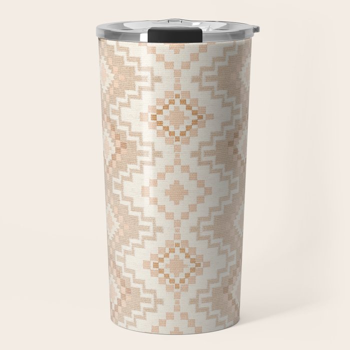 Southern Western Boho Geo  Americana Rug  ivory soft pink Travel Mug Gallery Image 1