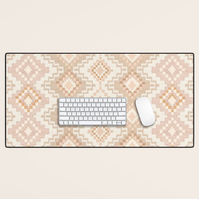 Southern Western Boho Geo  Americana Rug  ivory soft pink Desk Mat Gallery Image 1