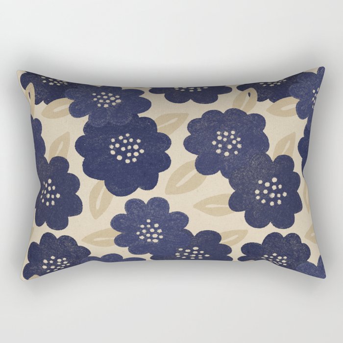 Blue Flower Pattern Rectangular Pillow Gallery Image 2