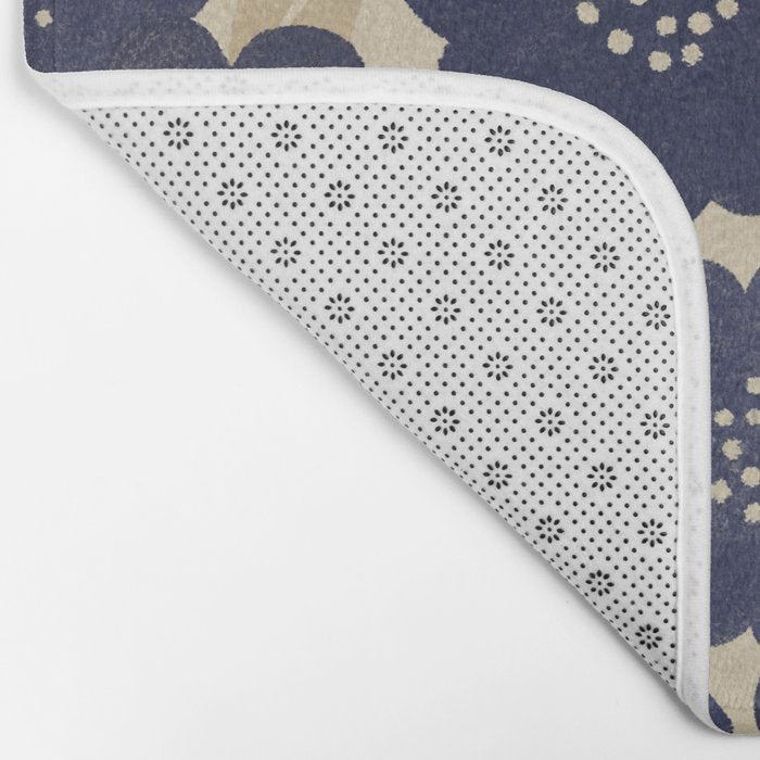 Blue Flower Pattern Bath Mat Gallery Image 2