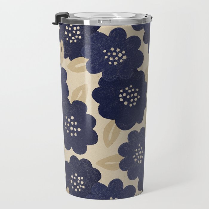 Blue Flower Pattern Travel Mug Gallery Image 3