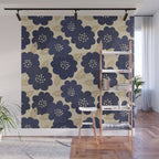 Blue Flower Pattern Wall Mural Gallery Image 1