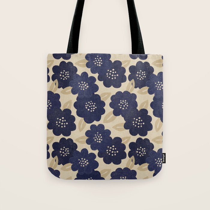 Blue Flower Pattern Tote Bag Gallery Image 1