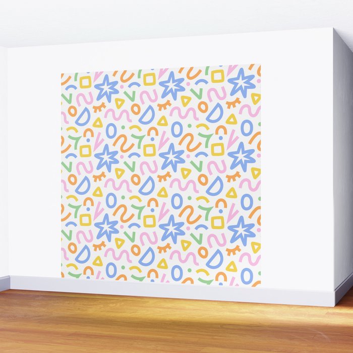 Colorful fun doodle art pattern Wall Mural Gallery Image 2