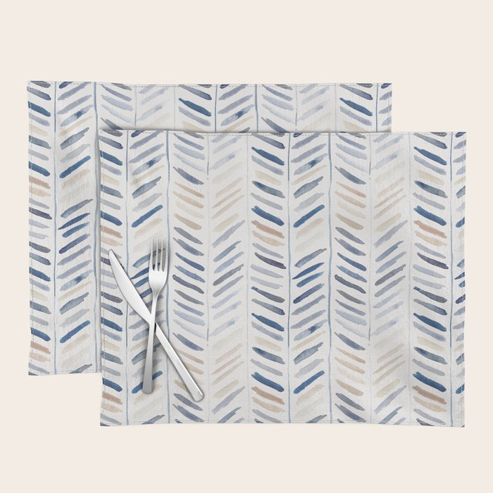 artistic herringbone in indigo and earthy shades Placemat Gallery Image 1
