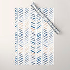 artistic herringbone in indigo and earthy shades Wrapping Paper Gallery Image 1
