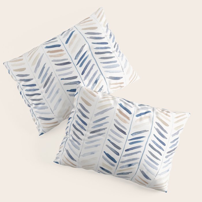 artistic herringbone in indigo and earthy shades Pillow Sham Gallery Image 3