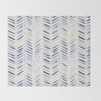 artistic herringbone in indigo and earthy shades Throw Blanket Gallery Image 2