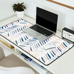 artistic herringbone in indigo and earthy shades Desk Mat Gallery Image 2