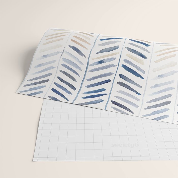 artistic herringbone in indigo and earthy shades Wrapping Paper Gallery Image 2