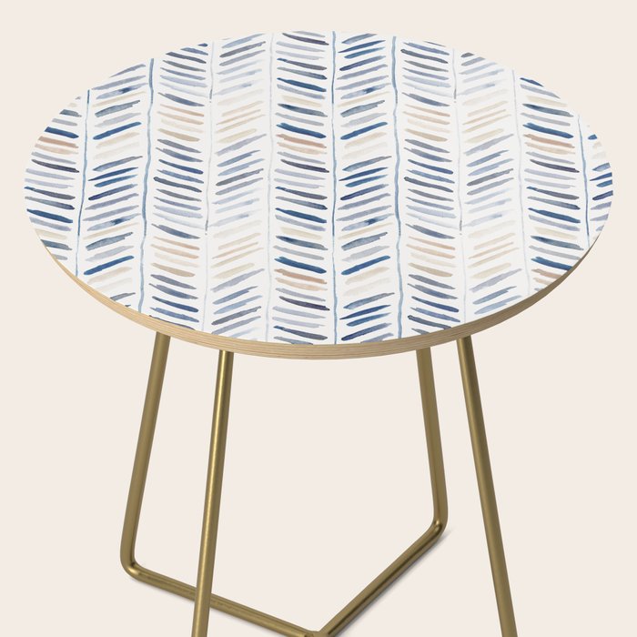artistic herringbone in indigo and earthy shades Side Table Gallery Image 2