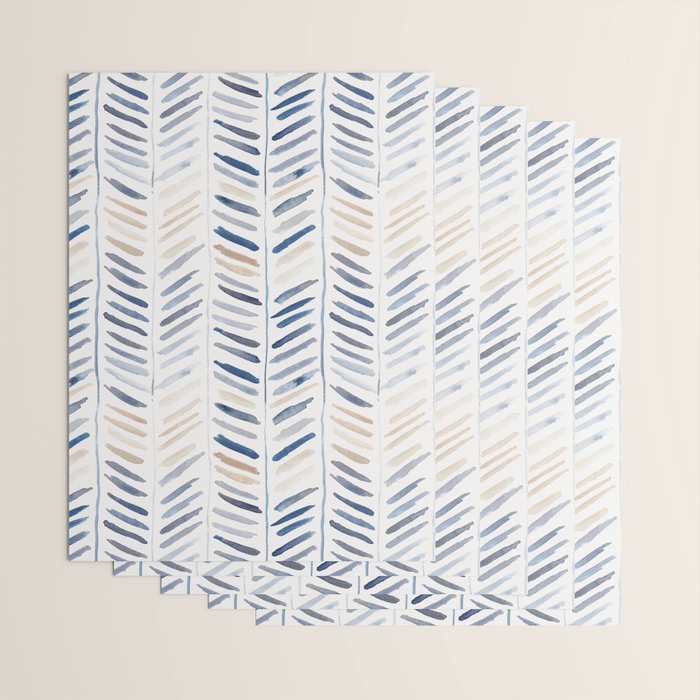 artistic herringbone in indigo and earthy shades Wrapping Paper Gallery Image 3