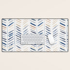 artistic herringbone in indigo and earthy shades Desk Mat Gallery Image 1