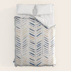 artistic herringbone in indigo and earthy shades Duvet Cover Gallery Image 6