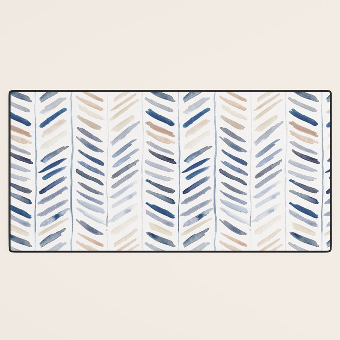 artistic herringbone in indigo and earthy shades Desk Mat Gallery Image 3