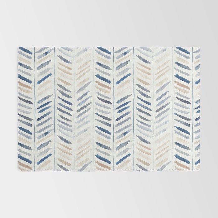 artistic herringbone in indigo and earthy shades Rug Gallery Image 2