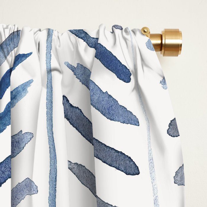 artistic herringbone in indigo and earthy shades Window Curtain Gallery Image 2