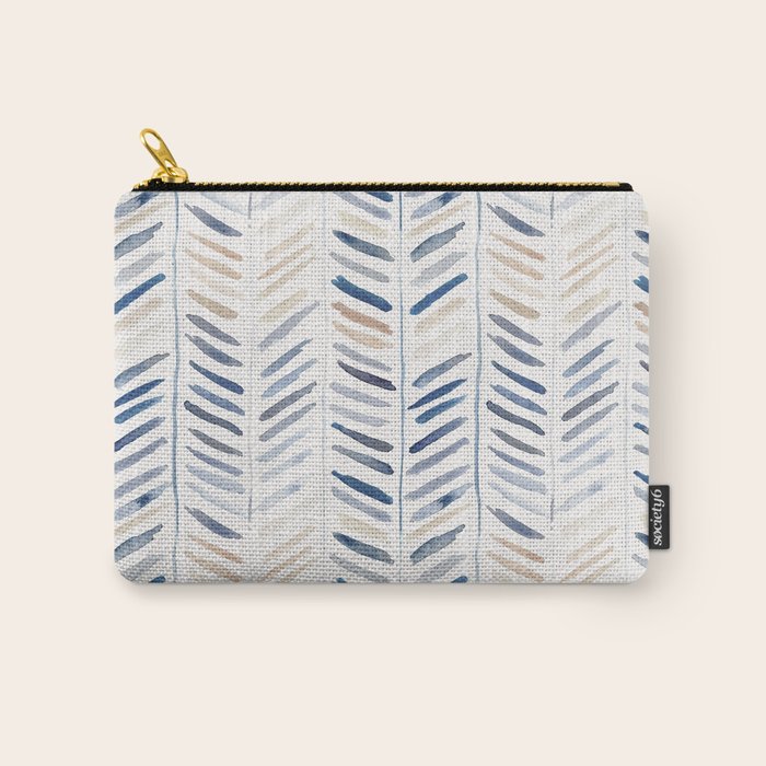 artistic herringbone in indigo and earthy shades Carry All Pouch Gallery Image 1