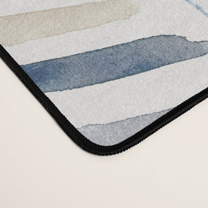 artistic herringbone in indigo and earthy shades Desk Mat Gallery Image 4