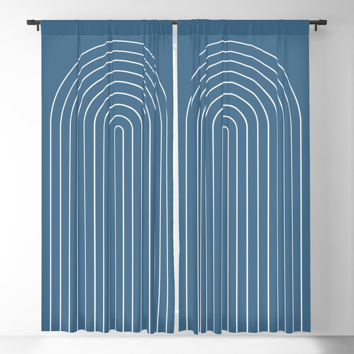 Minimal Arch XXXIV Nautical Blue Modern Geometric Lines Window Curtain Gallery Image 1