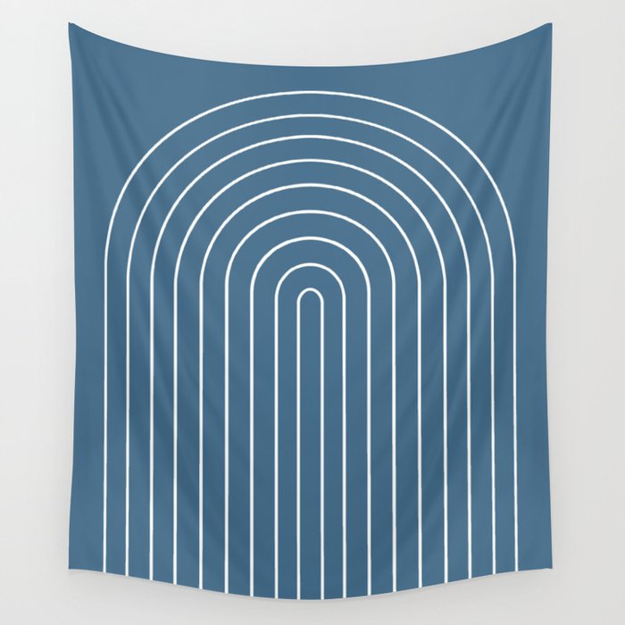 Minimal Arch XXXIV Nautical Blue Modern Geometric Lines Wall Tapestry Gallery Image 4