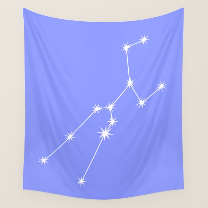 Taurus Zodiac Star Constellation Line Art Pastel Purple Wall Tapestry Gallery Image 1