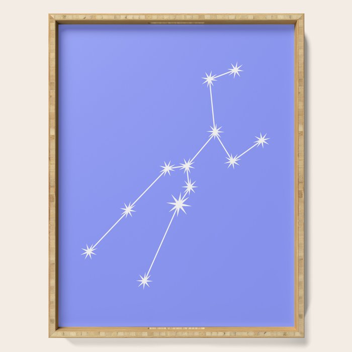 Taurus Zodiac Star Constellation Line Art Pastel Purple Serving Tray Gallery Image 1