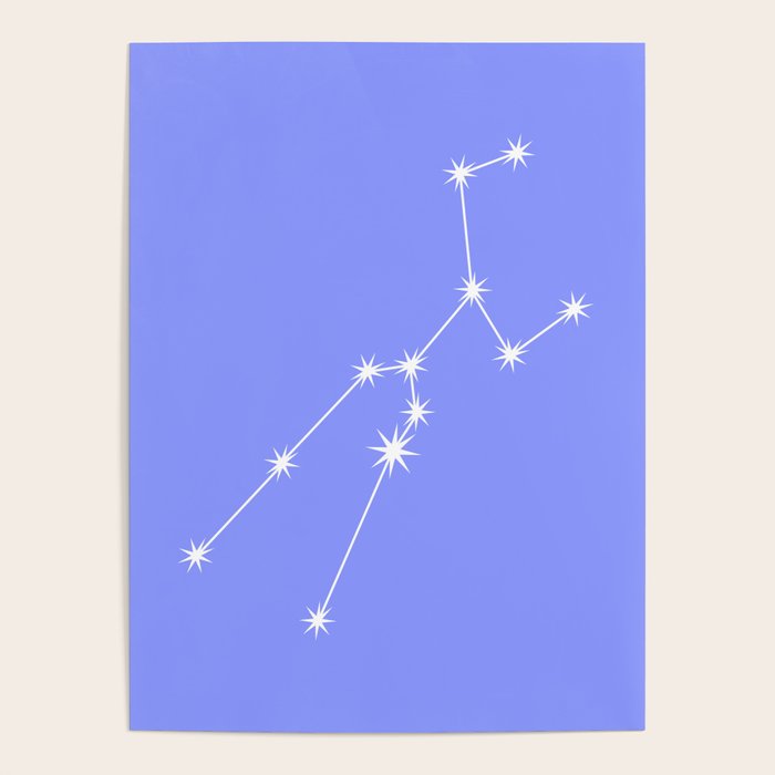 Taurus Zodiac Star Constellation Line Art Pastel Purple Poster Gallery Image 4