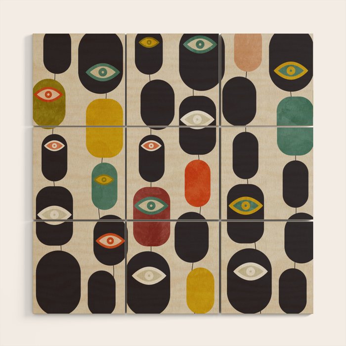 geometry mid mod eyes Wood Wall Art Gallery Image 1