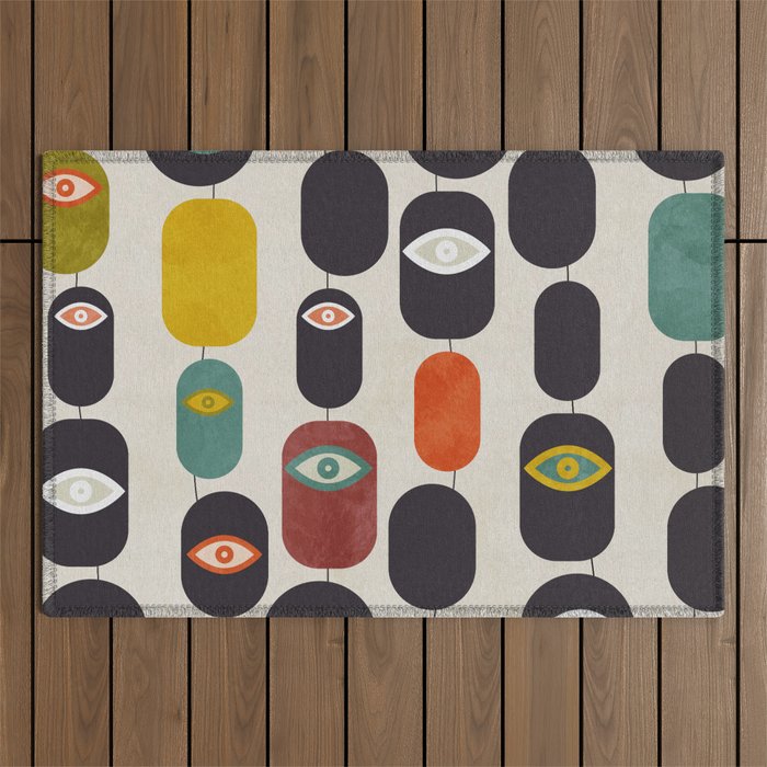 geometry mid mod eyes Outdoor Rug Gallery Image 1