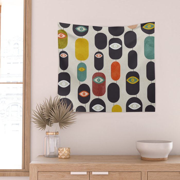 geometry mid mod eyes Wall Tapestry Gallery Image 2