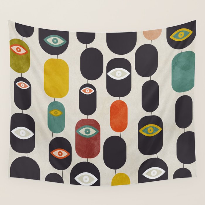 geometry mid mod eyes Wall Tapestry Gallery Image 4