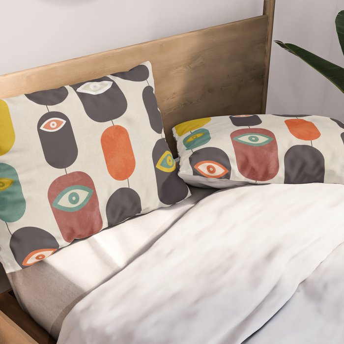 geometry mid mod eyes Pillow Sham Gallery Image 2