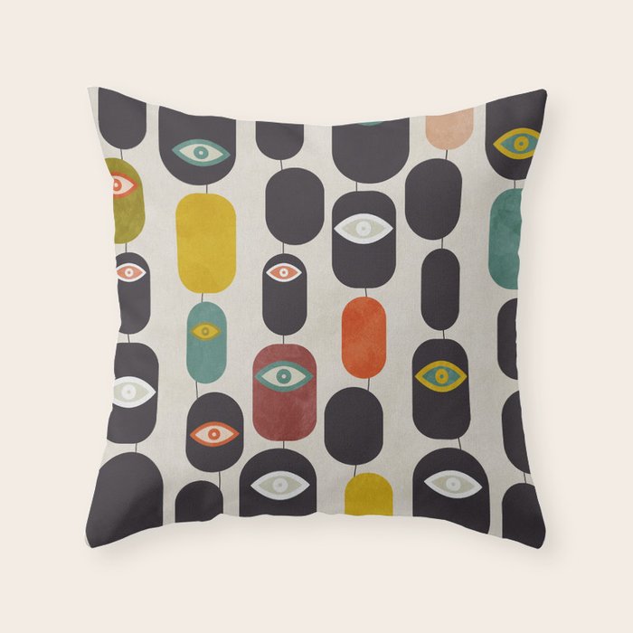 geometry mid mod eyes Throw Pillow Gallery Image 1