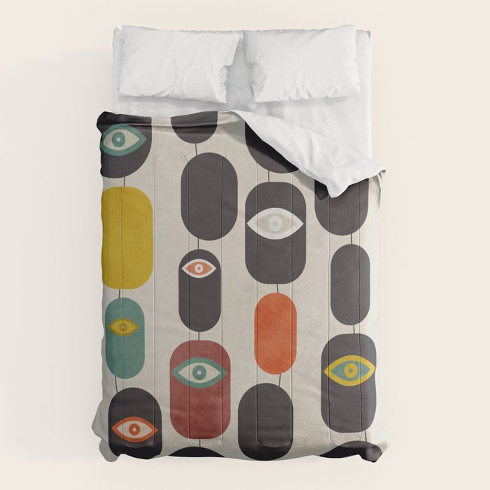 geometry mid mod eyes Comforter Gallery Image 1