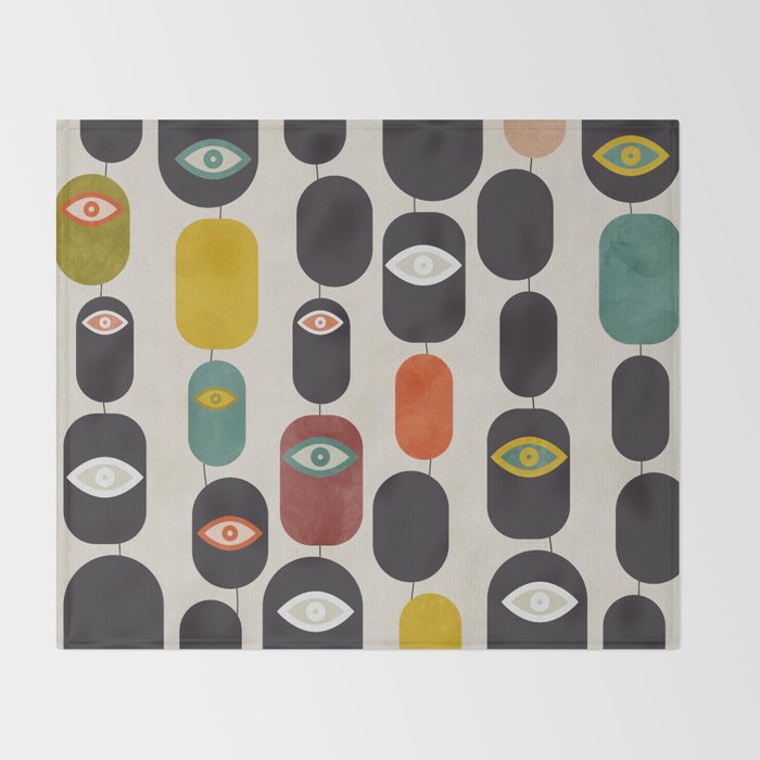 geometry mid mod eyes Throw Blanket Gallery Image 2