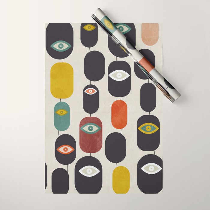 geometry mid mod eyes Wrapping Paper Gallery Image 1