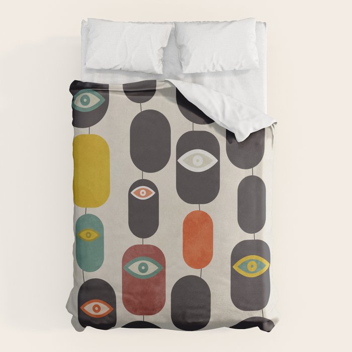 geometry mid mod eyes Duvet Cover Gallery Image 1